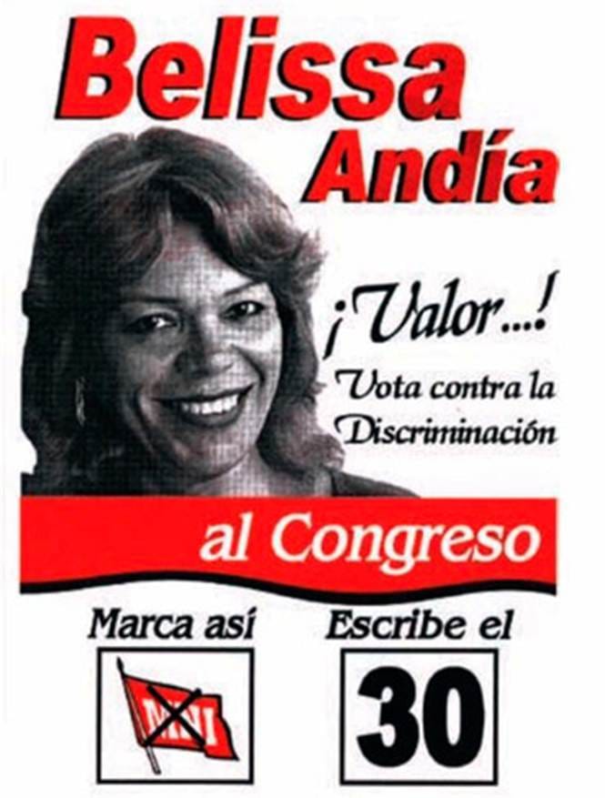 Picture of Belissa Andía Pérez's campaign poster.