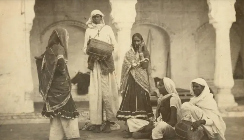 Picture of hijra artists from around 1865.